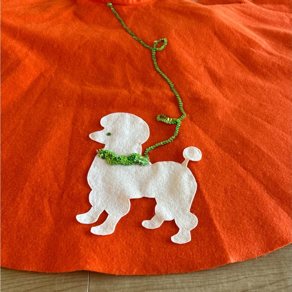 VINTAGE HANDMADE POODLE SKIRT WITH LIME GREEN SEQUINS